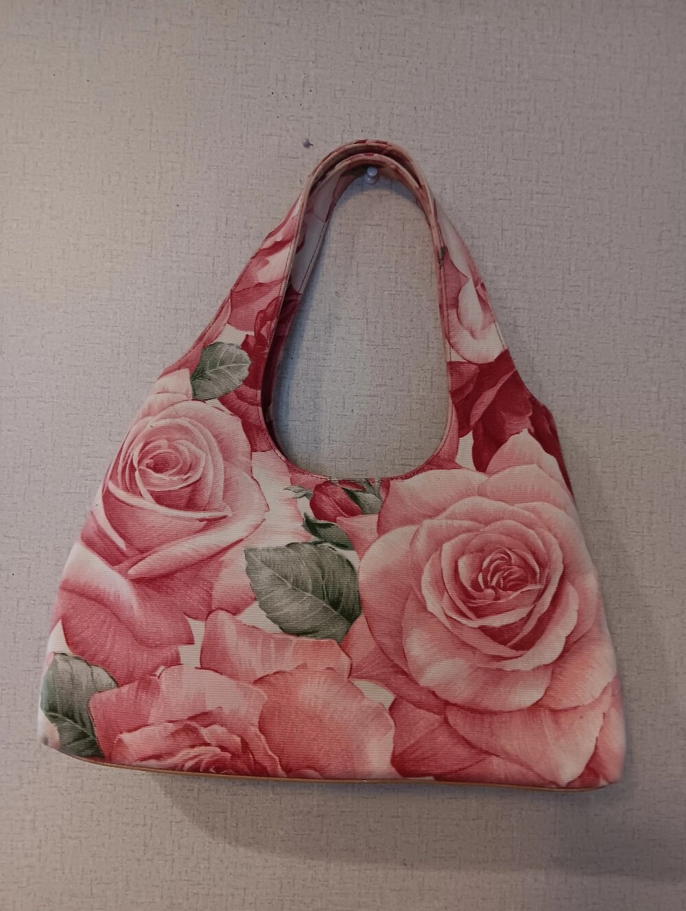 Vintage Y2k 2000s Fossil Pink Rose-Print Shoulder Bag